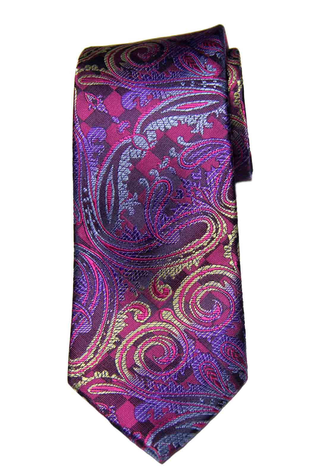Gascoigne Purple Paisley Silk Tie Men's