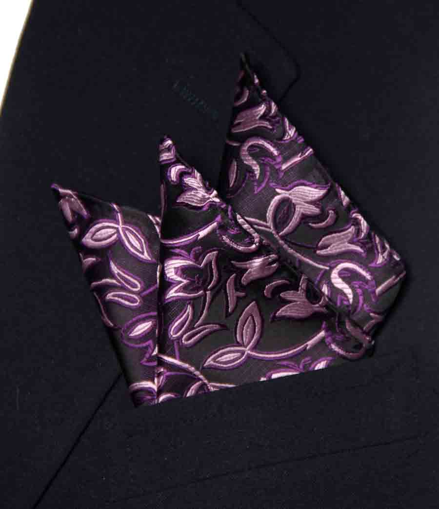 Gascoigne Pocket Square Purple Pink Floral Men's