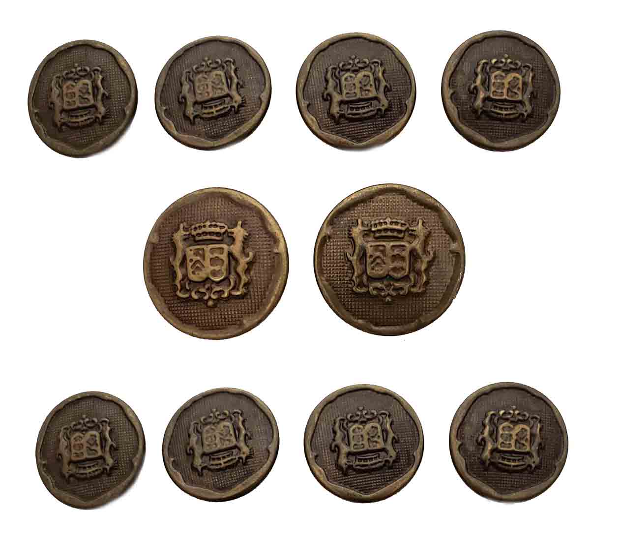 Vintage Hart Schaffner Marx Blazer Buttons Set Antique Gold Brass Brown Shank Men's