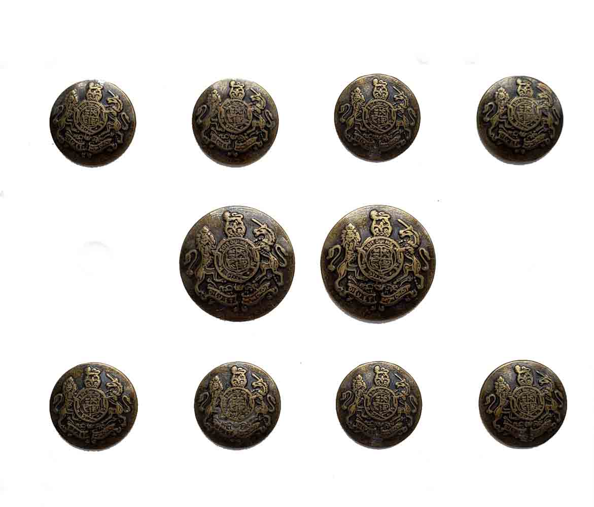 Jos A Bank Blazer Dome Buttons Set Antique Gold Brown Lion Unicorn Brass Shank 5RC Men's