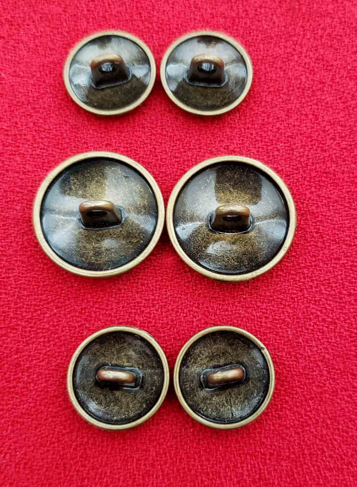 Jos A Bank Dome Blazer Buttons Antique Gold Brown Shank Metal Men's Six Piece Set