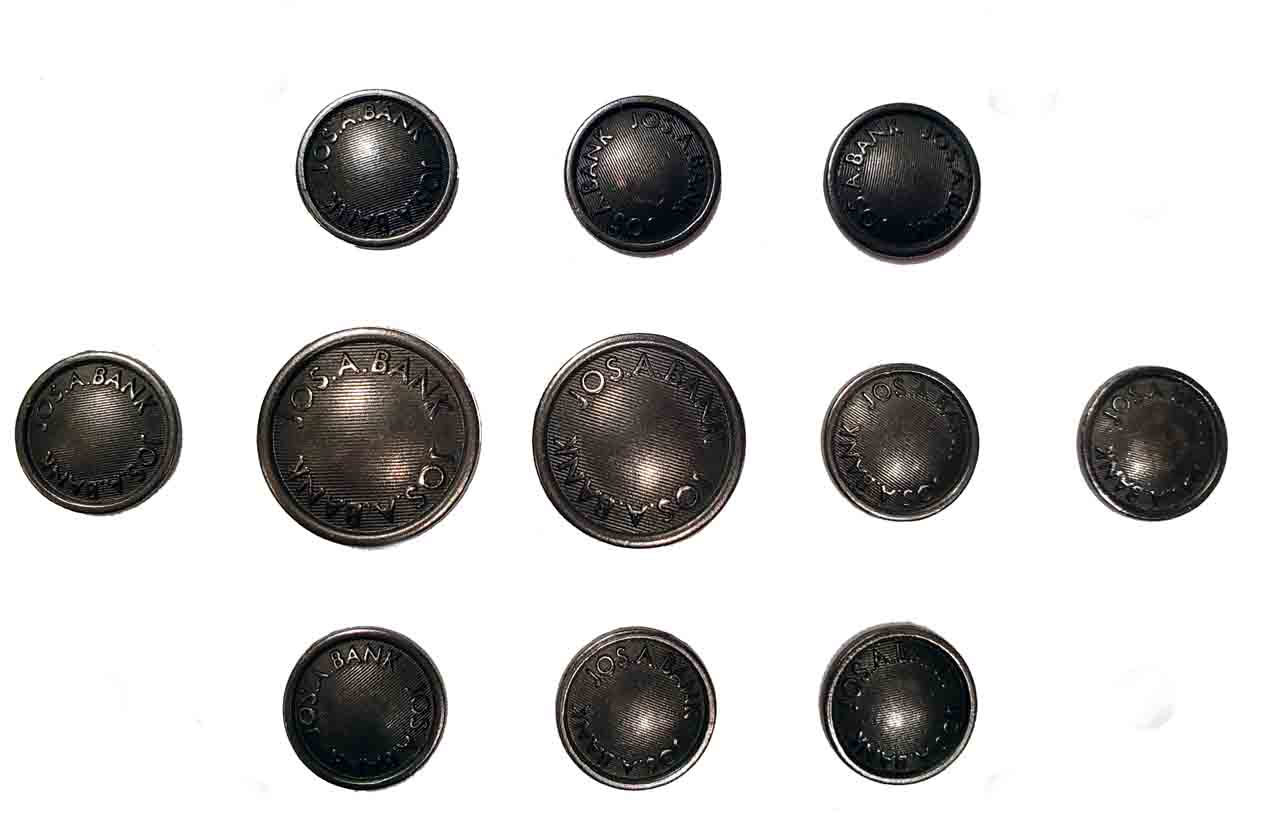 Vintage Jos A Bank Blazer Buttons Set Gray Metal Shank K7M Men's 