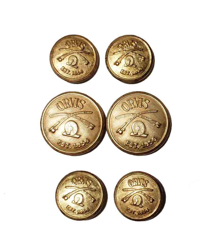 Vintage Orvis by Waterbury Six Piece Blazer Buttons Set Gold Brass Men's