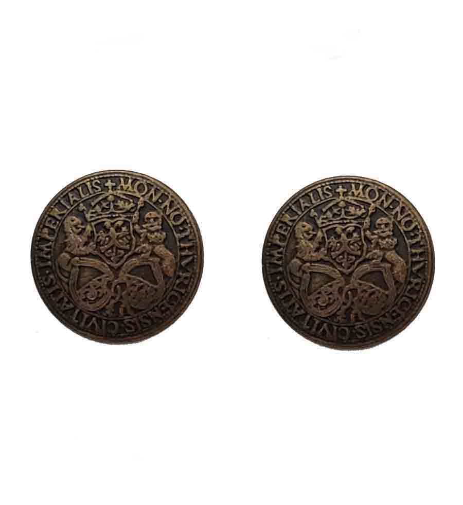 Two Vintage Oscar de la Renta Blazer Buttons Antique Gold Brown Metal X4G Men's