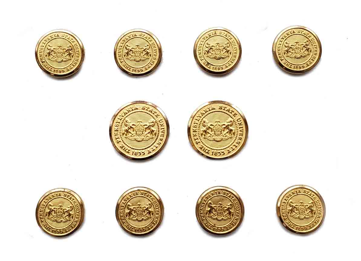 Waterbury Penn State University Blazer Buttons Set Gold Brass Lion Unicorn Men's