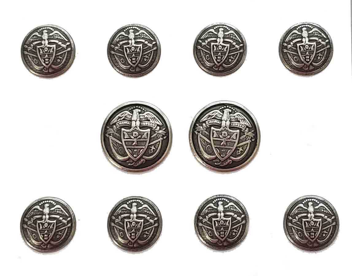 Vintage Polo by Ralph Lauren Blazer Buttons Set Gray Silver Metal Shank Eagle Shield Y8X Men's