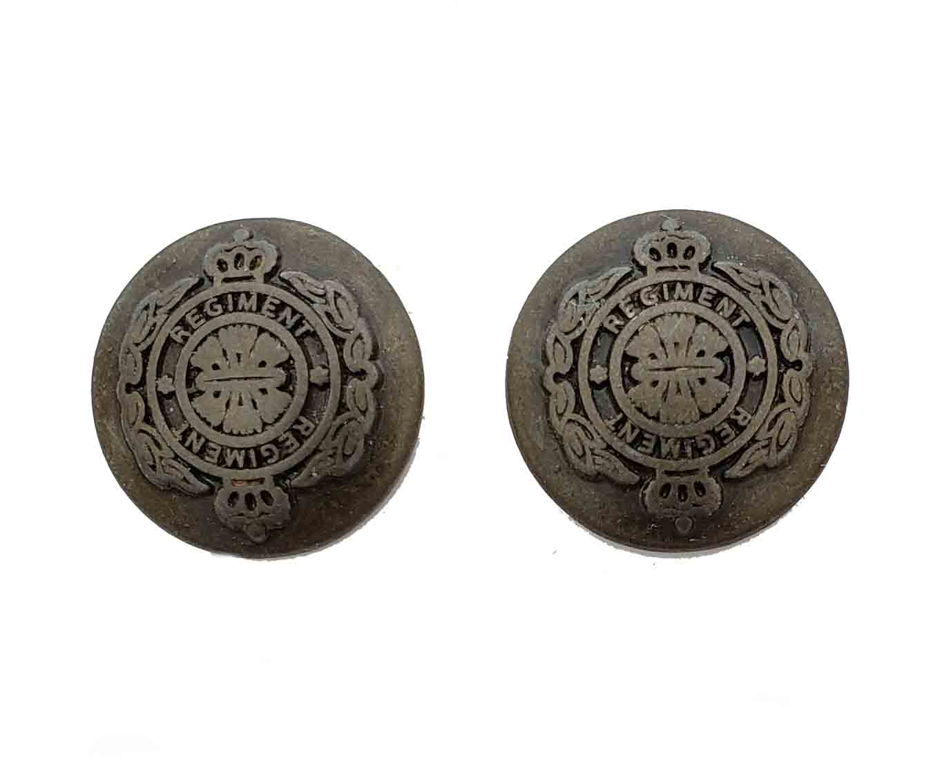 Two Men's Vintage Regiment Blazer Buttons Brown Gold Metal Shank Men's