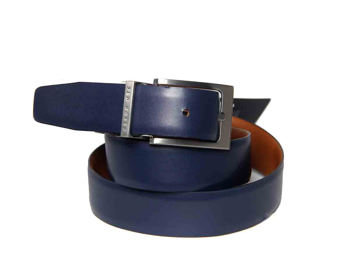 Ted Baker London Reversible Dress Belt Tan to Navy Blue Leather Made in Italy Men's Size 32