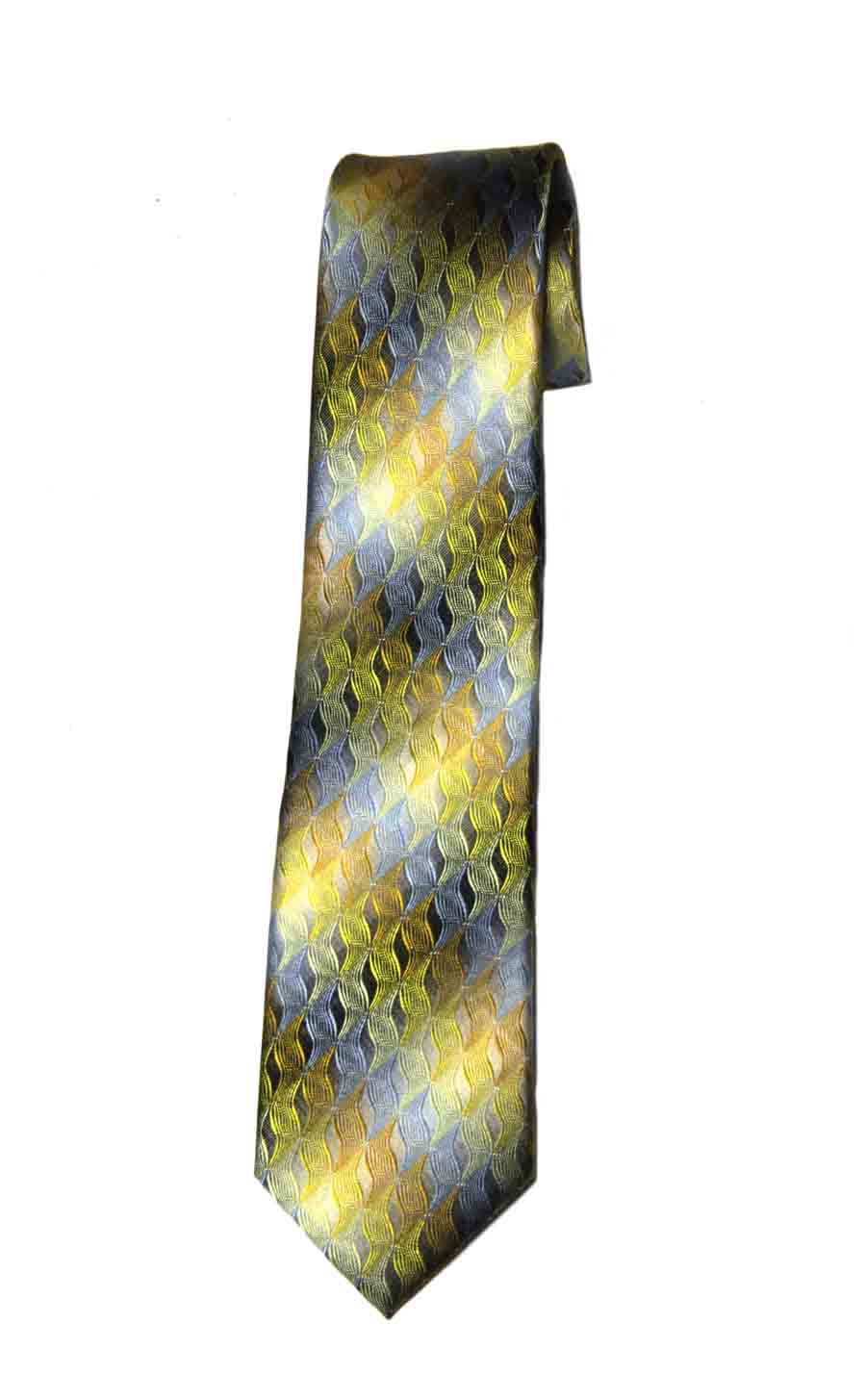 Van Heusen Silk Blend Tie Multicolor Wavy Geometric Pattern Men's