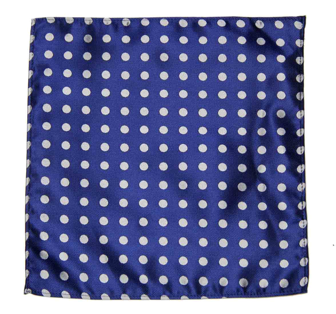 ekSel Pocket Square Navy Blue Gray Polka Dots Silk Blend Men's