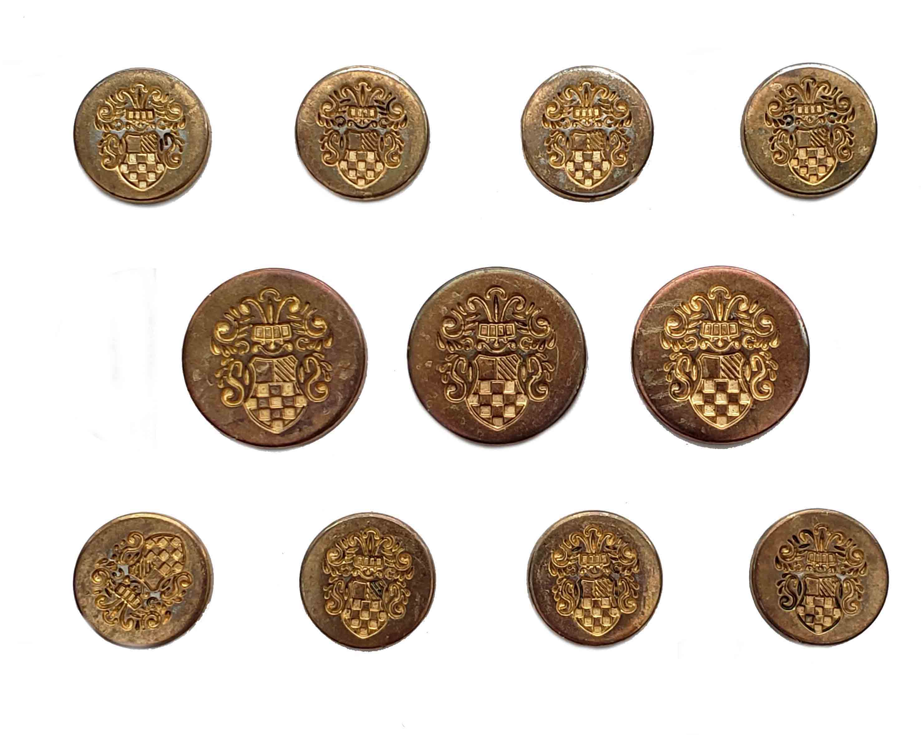 Vintage Botany 500 Blazer Buttons Set Brass Dark Gold Shield  Pattern Men's 1980s