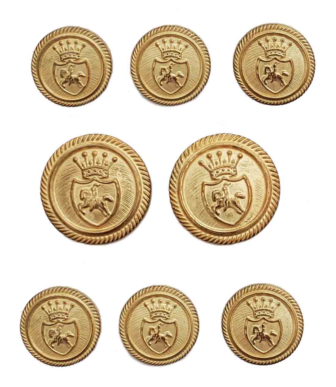 Vintage Corbin Blazer Buttons Set Gold Brass Crown Shield Horseman Men's