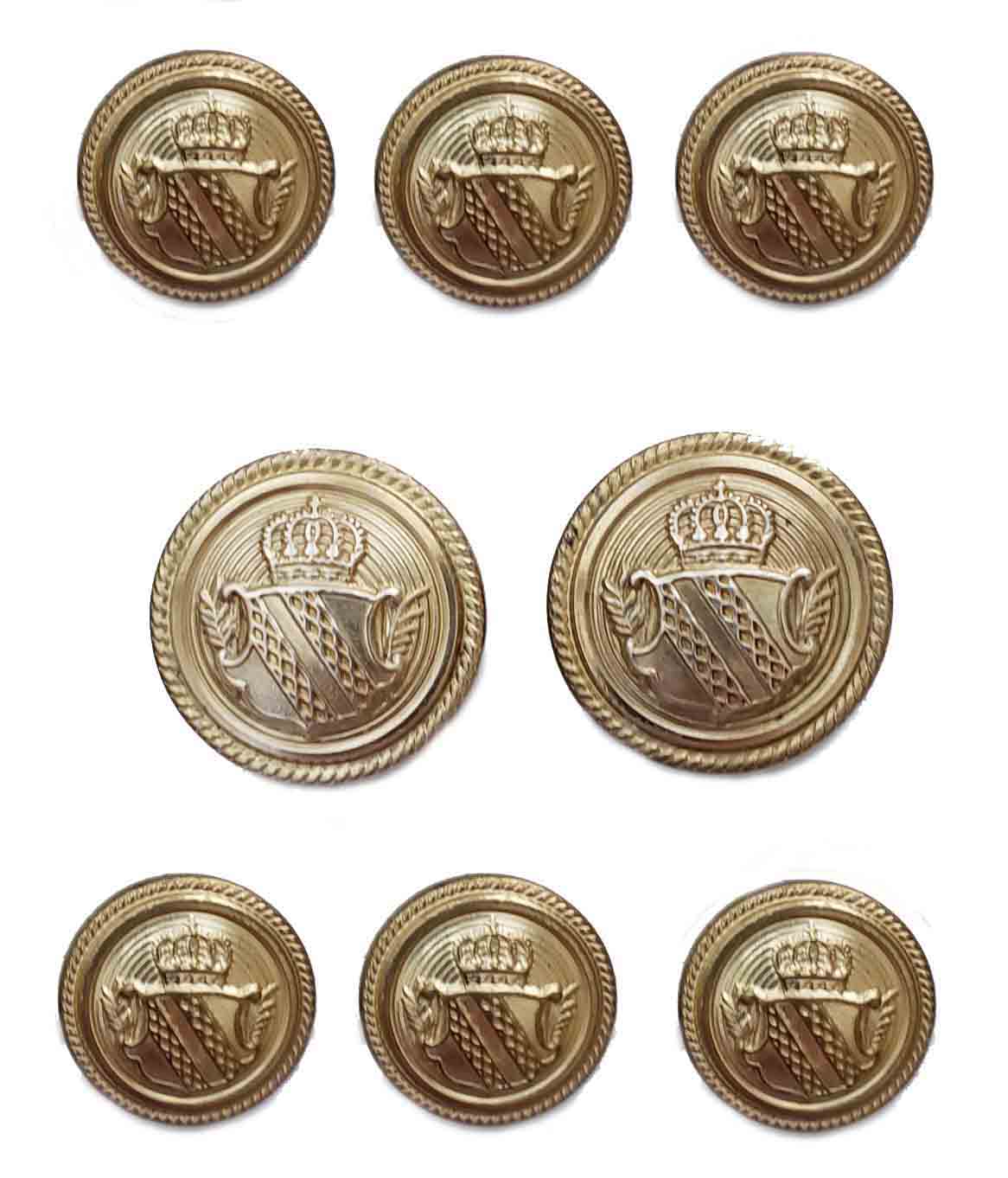 Vintage David Webb Blazer Buttons Set Crown Shield Brass Shank Men's