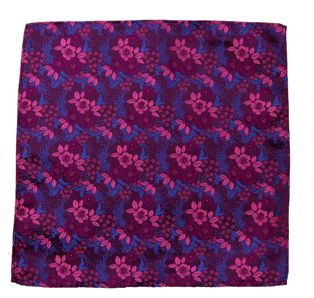 Gascoigne Pocket Square Pink Purple Blue Floral Men's