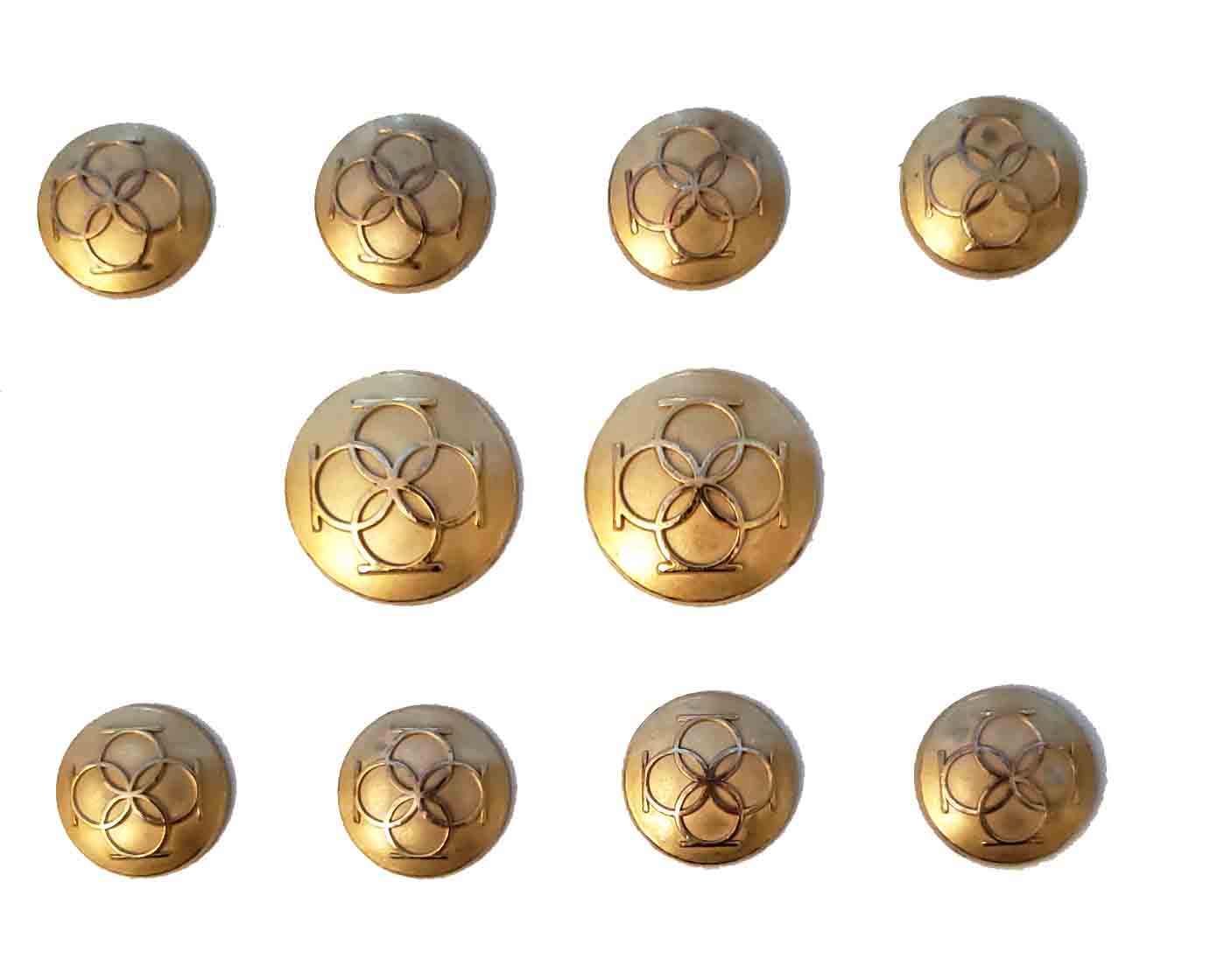Vintage J Peterman Blazer Buttons Set Gold Brass Semi-Dome Men's
