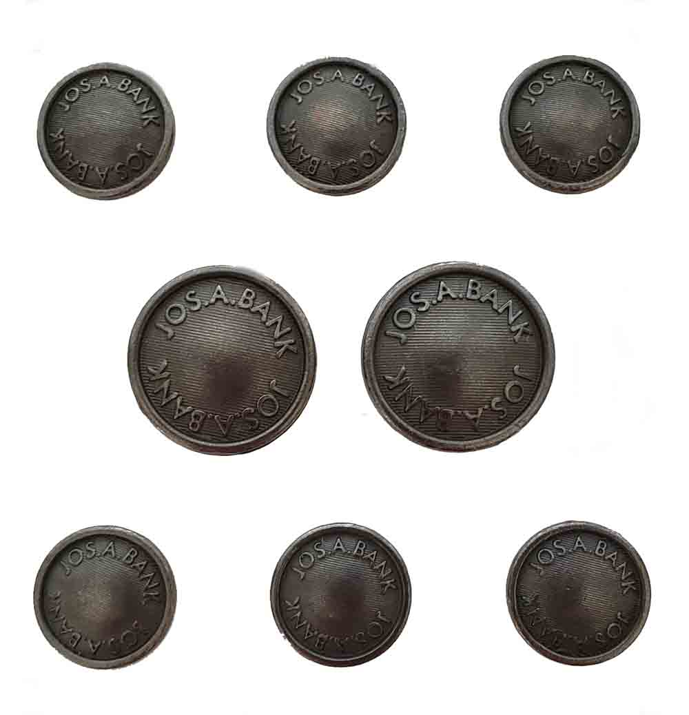 Vintage Jos A Bank Blazer Buttons Set Metal Shank Gray Men's