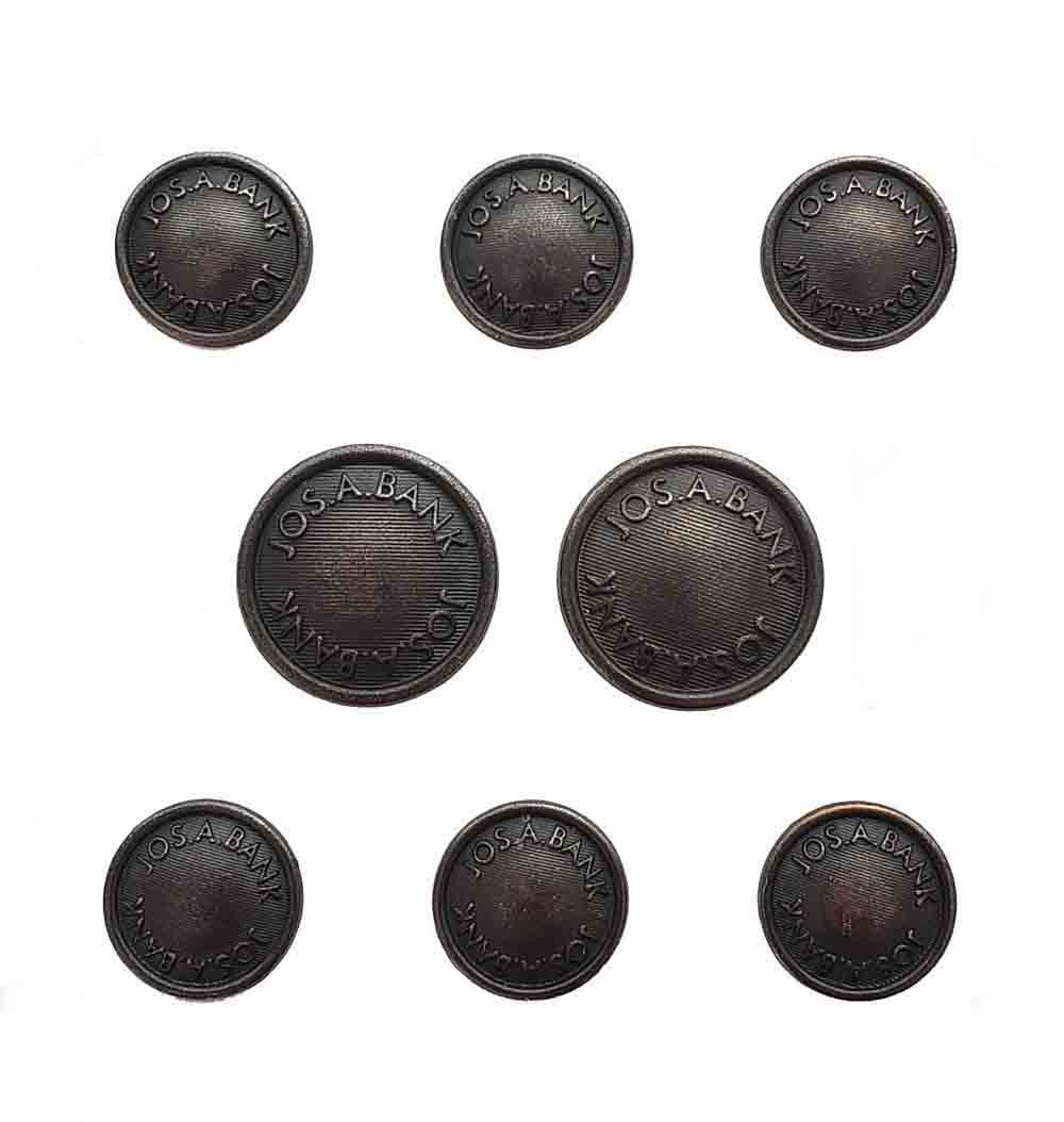 Vintage Jos A Bank Blazer Buttons Set Gray Shank Metal T4X Men's