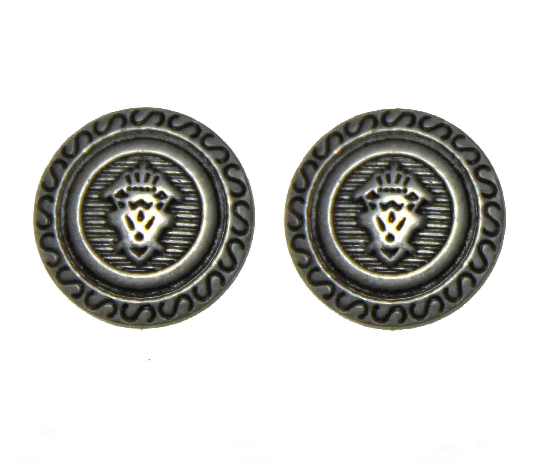 Two Vintage Joseph & Feiss Blazer Buttons Metal Shank Crown Shield Gray Men's