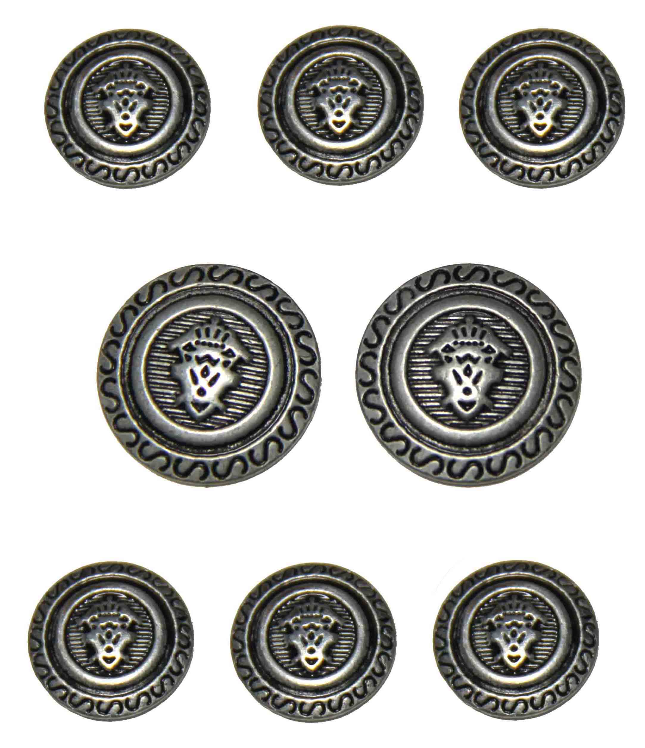 Vintage Joseph & Feiss Blazer Buttons Set Metal Shank Crown Shield Gray Men's
