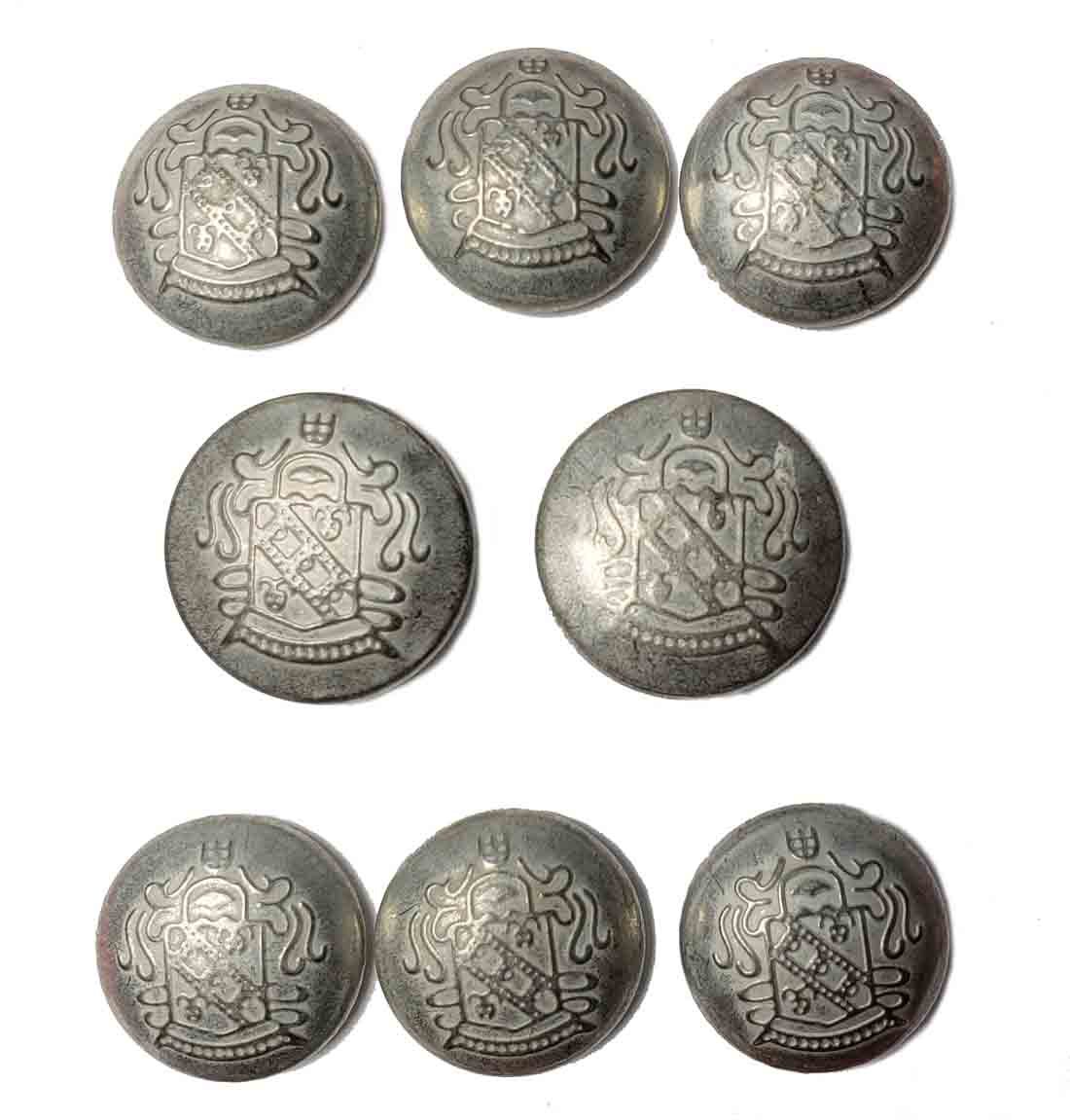 Vintage 1960s Kingsridge Blazer Buttons Set Gray Shank Shield Metal Men's