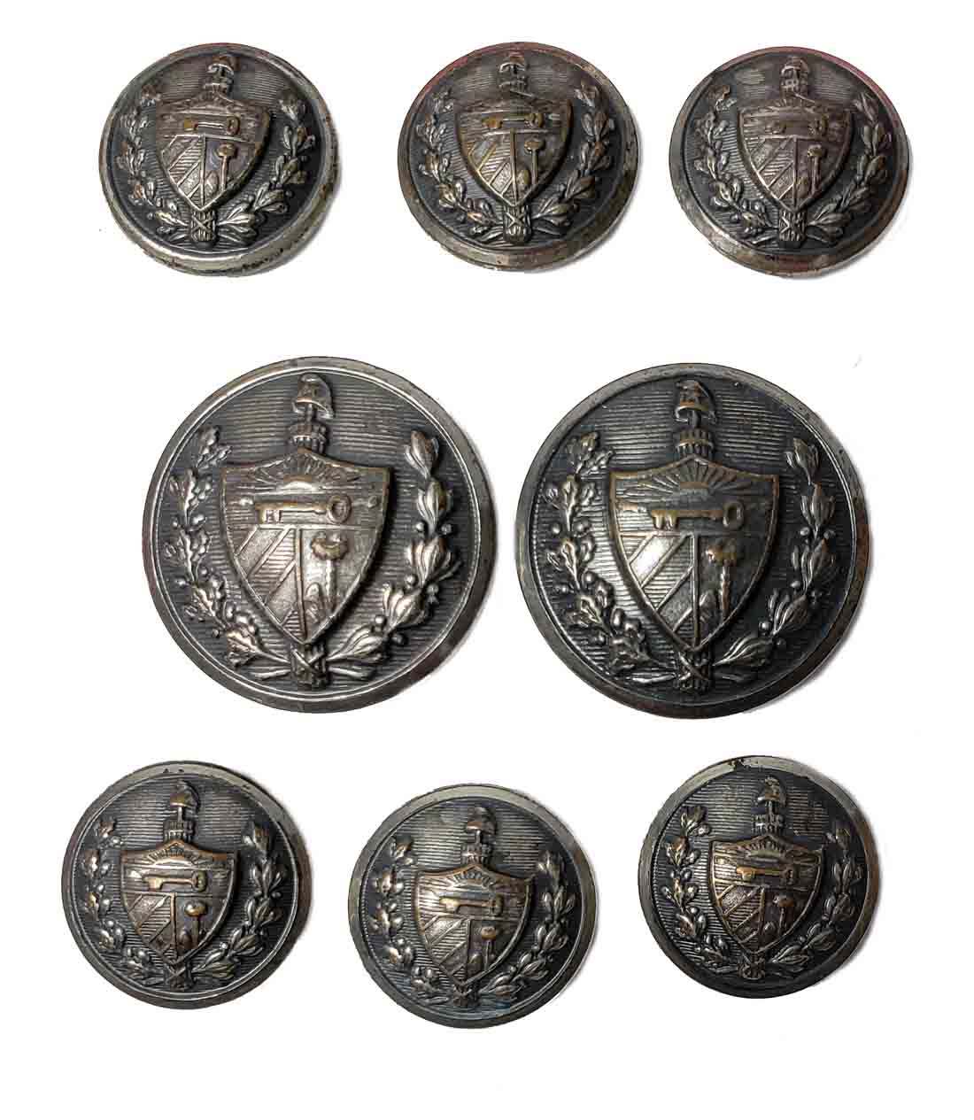 Vintage Kingsridge Blazer Buttons Gray Metal Shank Shield Laurel Men's