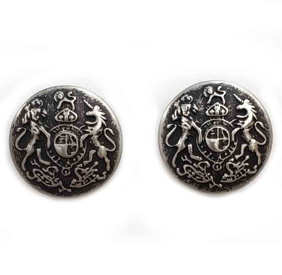 Two Vintage Stanley Blacker Blazer Buttons Gray Silver Metal Lion Unicorn Y4B Men's