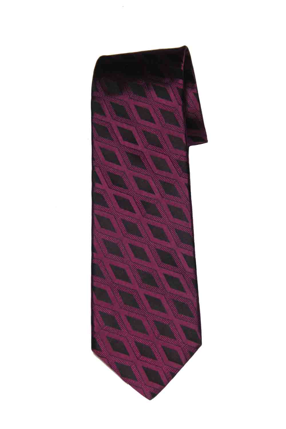 Murano Silk Necktie Tie Purple Black Geometric Diamond Patter Men's