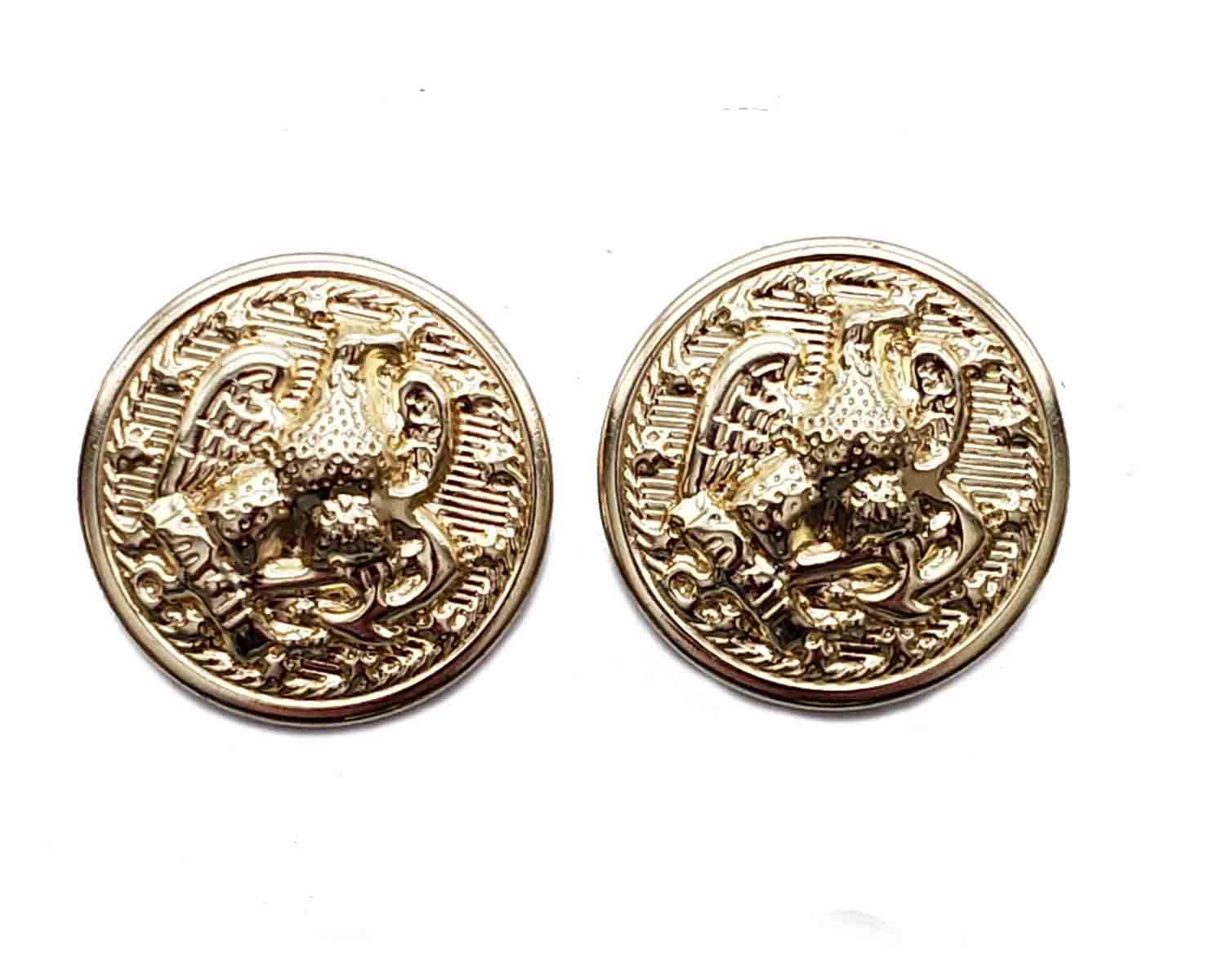 Two New Patriotic American Eagle Blazer Jacket Buttons Gold Shank Brass Alloy Men's 7/8