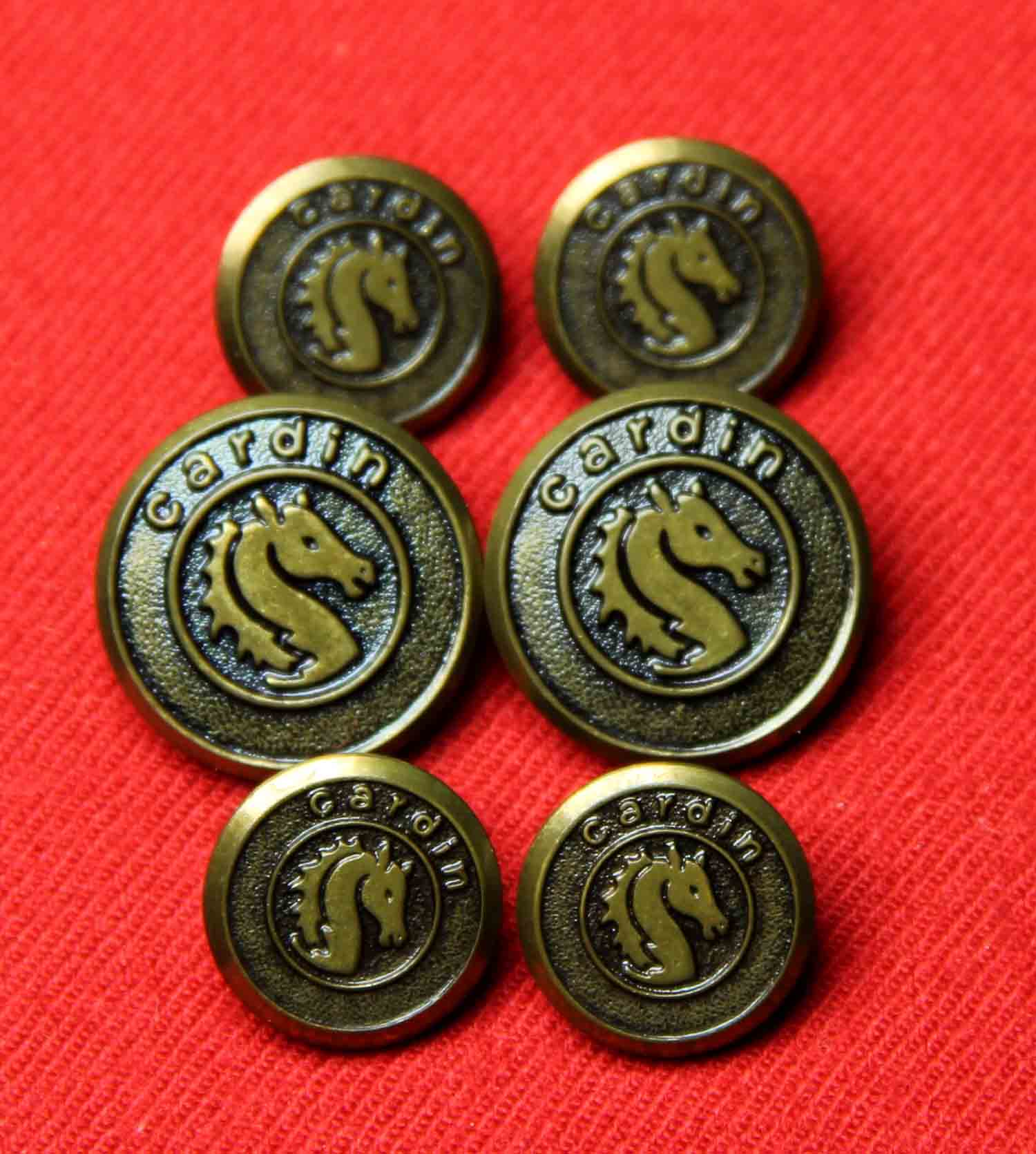 Vintage Pierre Cardin Blazer Buttons Antique Gold Brass Brown Shank Men's