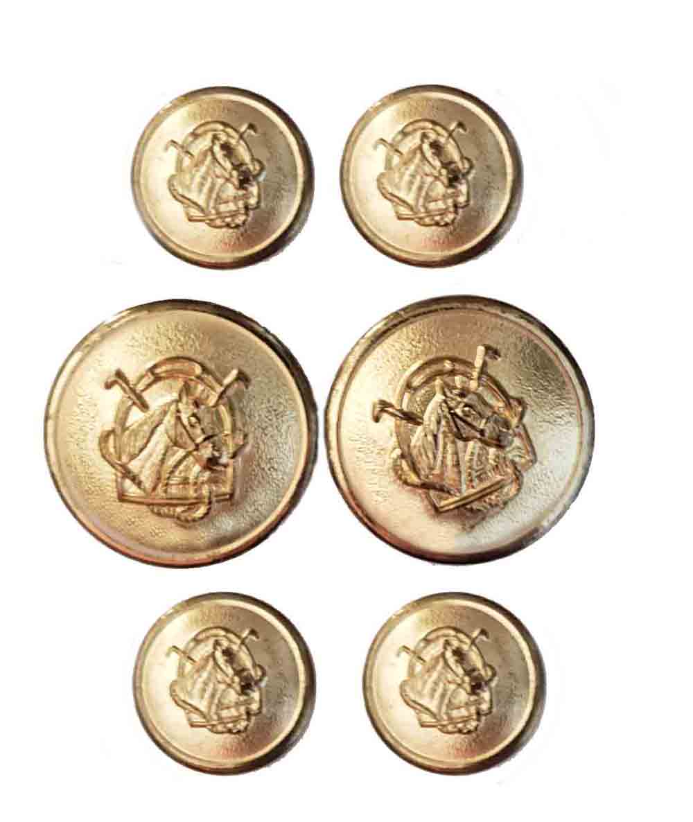 Vintage Polo Ralph Lauren by Waterbury Blazer Buttons Set Gold Brass Equestrian Horse Head Men's