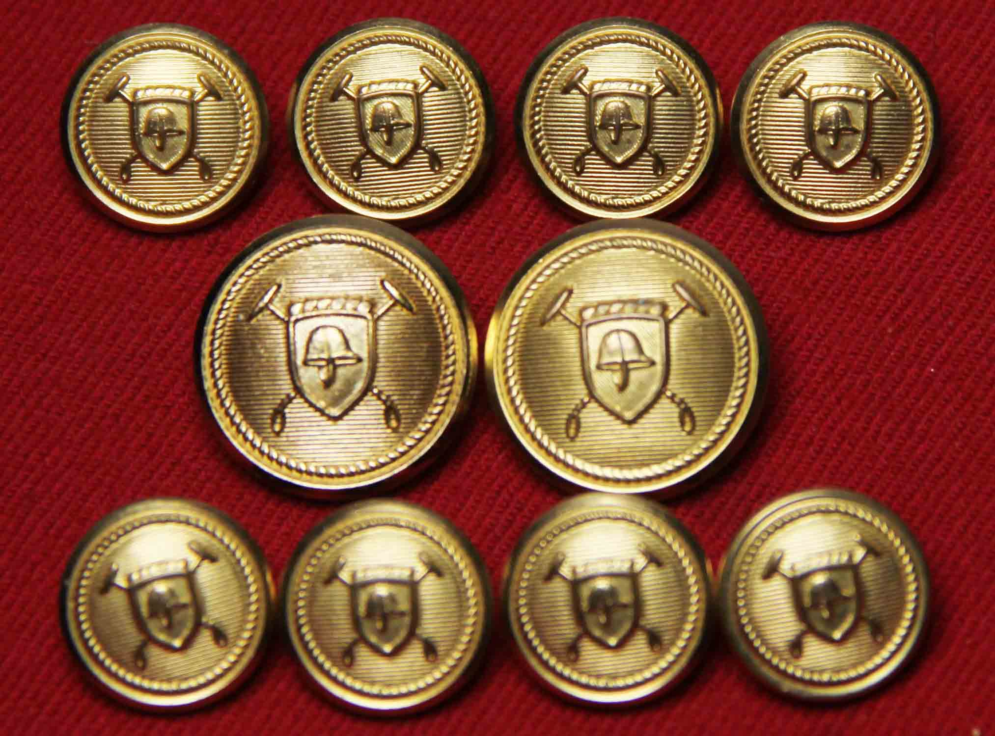 Vintage Polo Ralph Lauren by Waterbury Blazer Buttons Set Gold Brass Shield Mallets Pattern X2B Men's