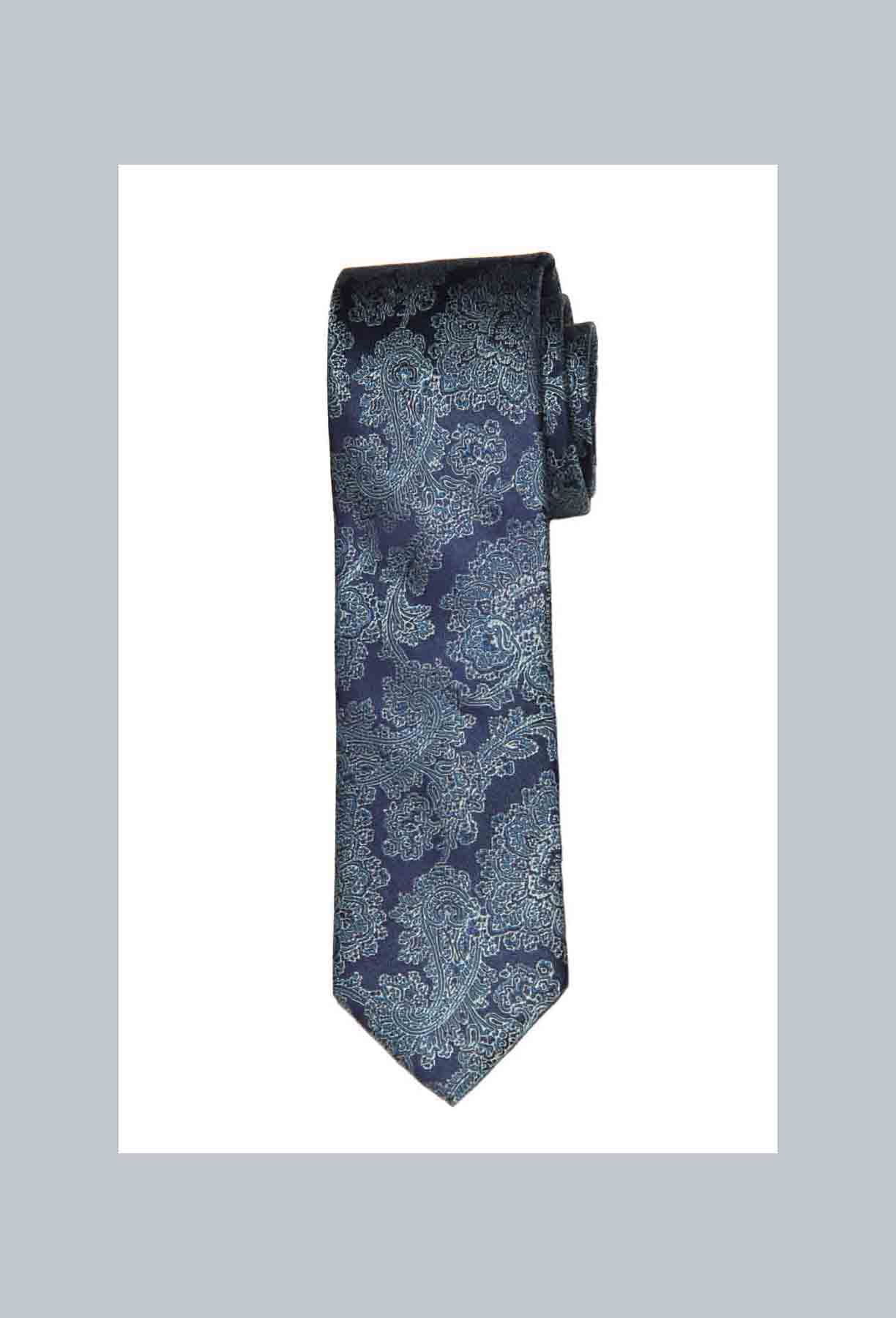 Ted Baker London Mulberry Silk Tie Navy Blue Green Paisley Floral Men's