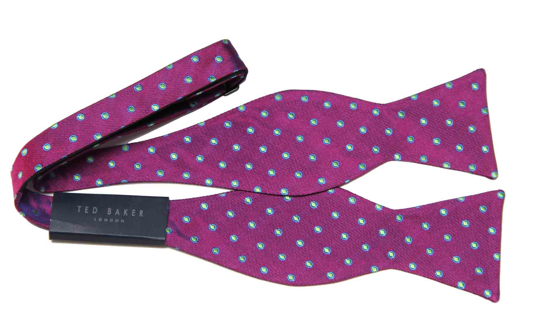 Ted Baker London Bow Tie Silk Purple Blue Yellow Polka Dot Men's OS