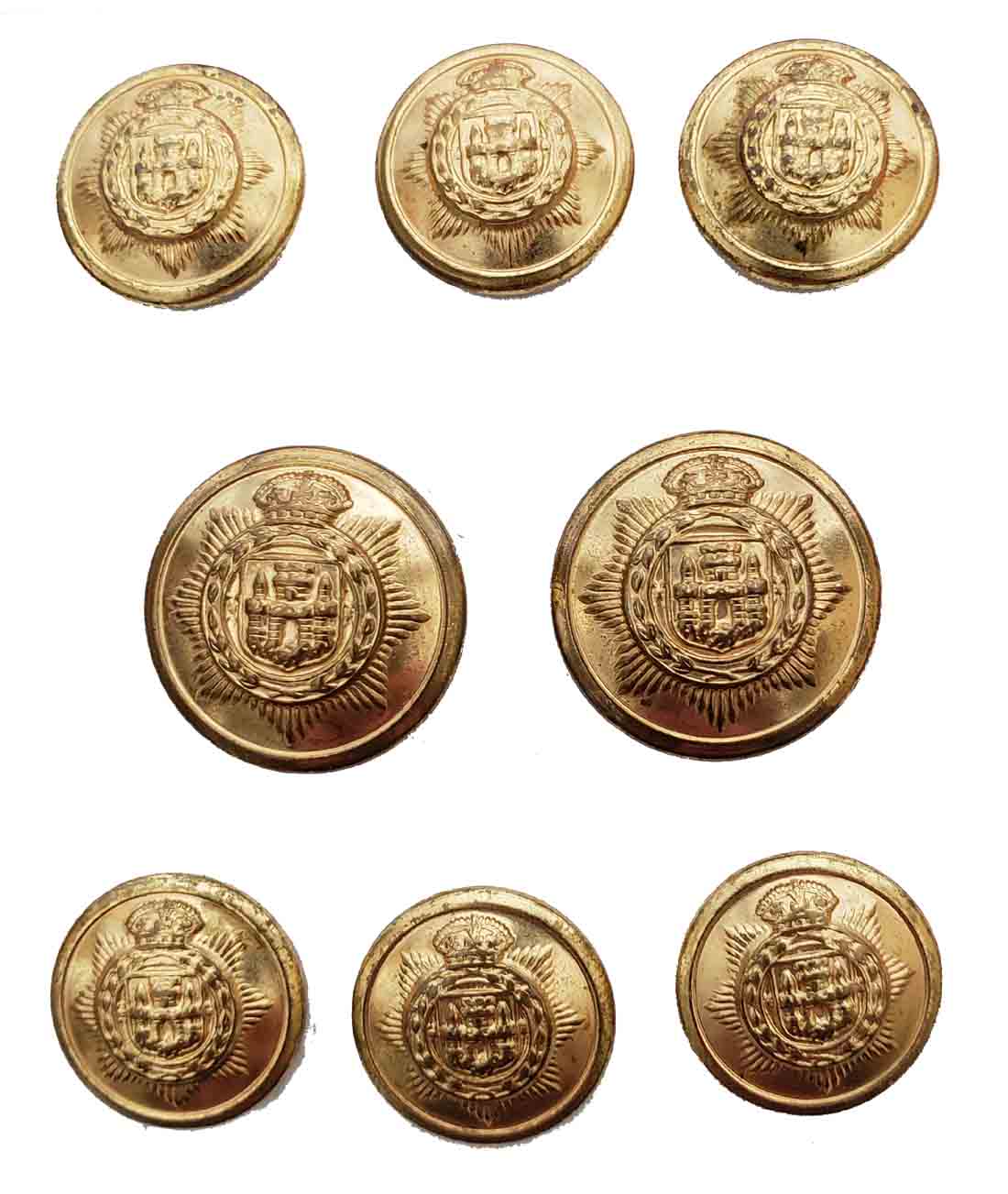 Vintage Trotters Club Blazer Buttons Set Gold Brass Crown Shield Shank Men's