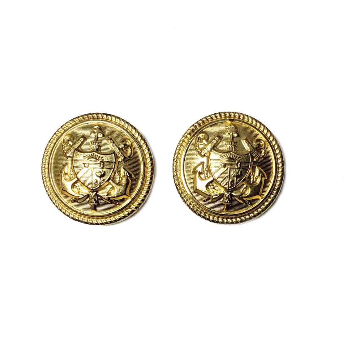 Two Vintage Waterbury Blazer Buttons Brass Anchor Shield Nautical Men's
