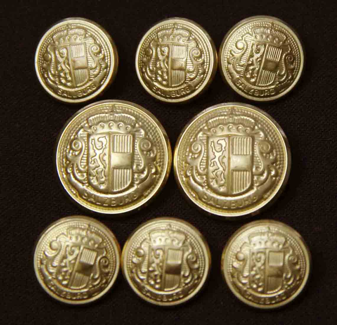 Vintage Waterbury Salzburg Blazer Buttons Set Gold Shank Brass Men's