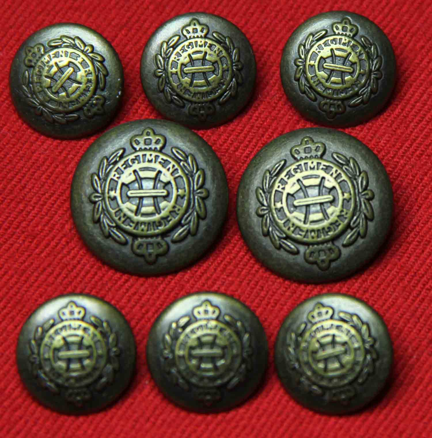 Vintage Regiment Blazer Buttons Set Bronze Metal Brown Gold Shank Men's