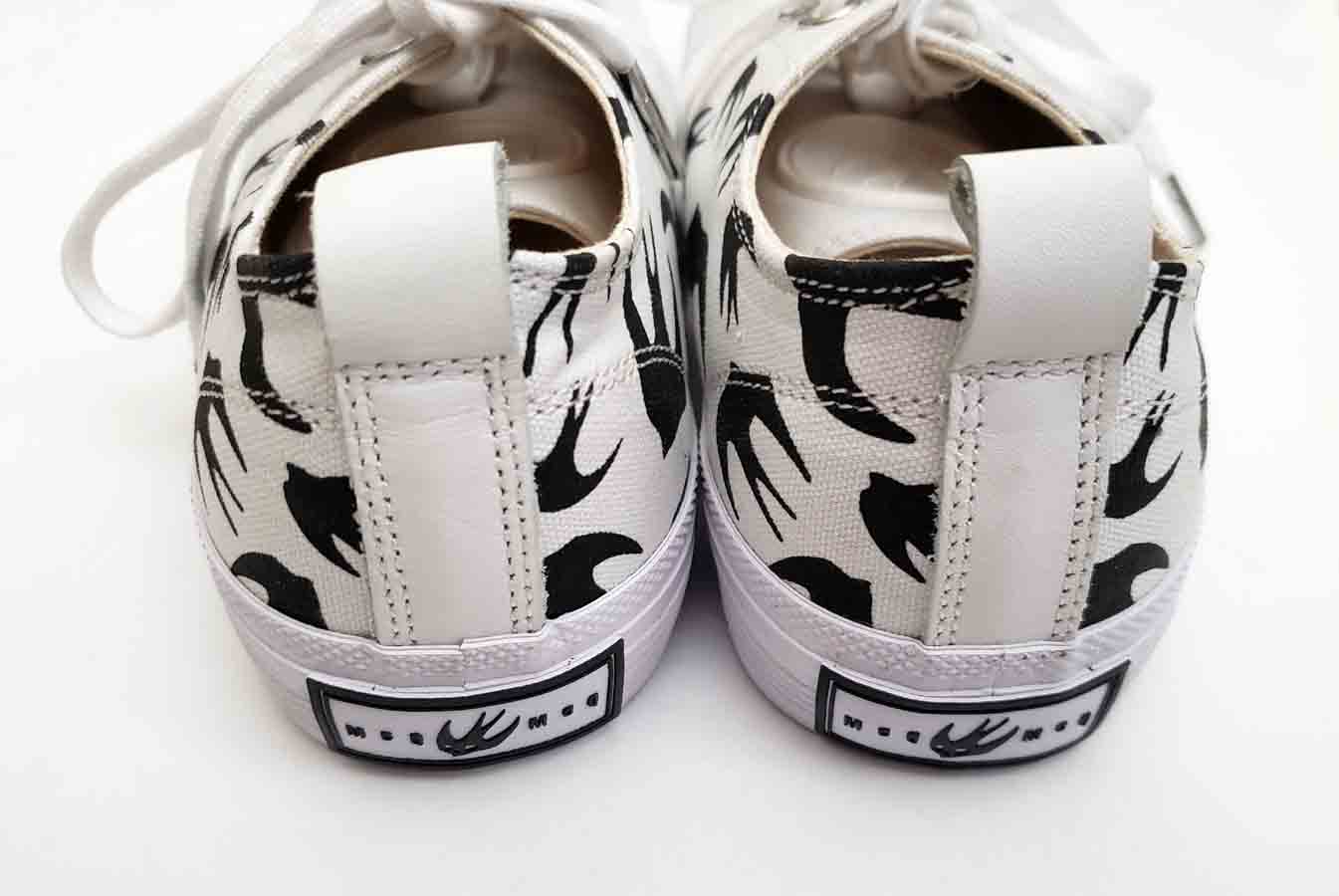 Alexander McQueen Sneakers Black White Swallow Swarm Pattern Men's Size 9M US
