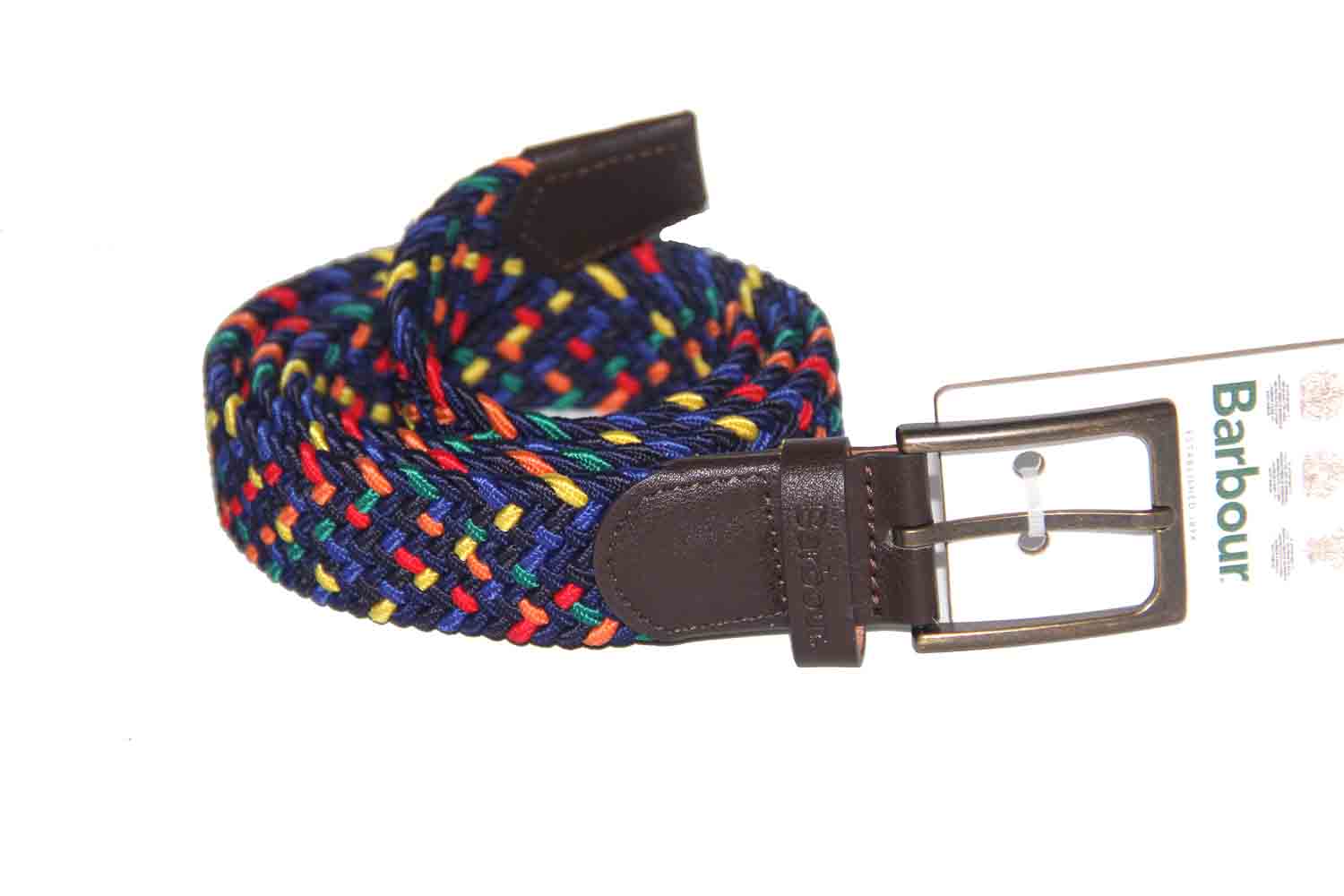 Barbour Tartan Ford Belt Braided Multi-Color Stretch Men's Size L 39 in - 44 in