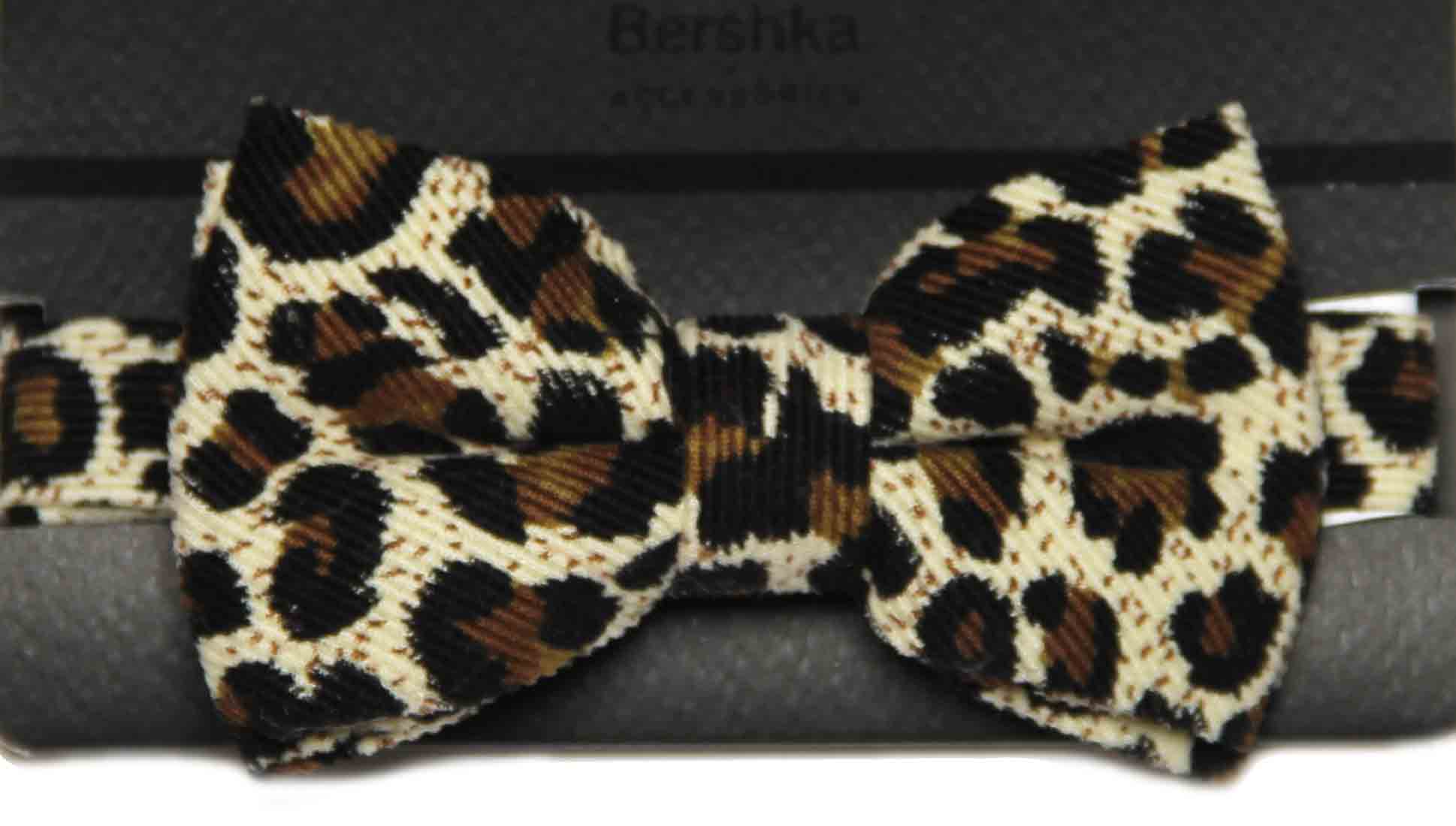 Bershka Bow Tie Leopard Print Cotton Brown Black Cream Men's OS