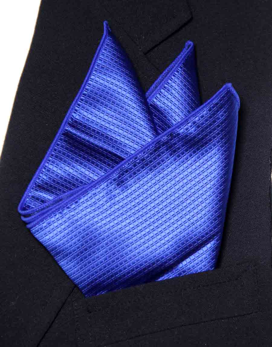 SW for Gascoigne Silk Pocket Square Tone on Tone Blue Stripe Pattern Men's