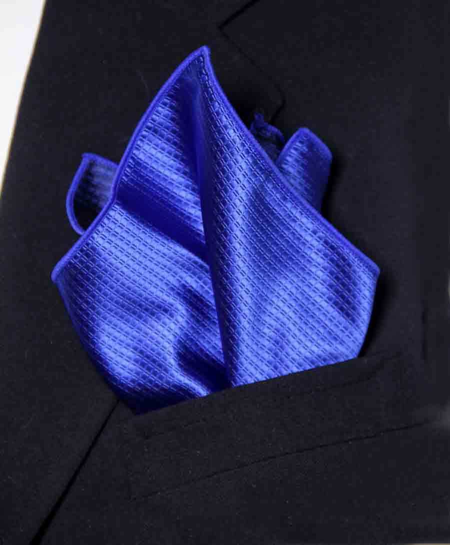 SW for Gascoigne Silk Pocket Square Tone on Tone Blue Stripe Pattern Men's