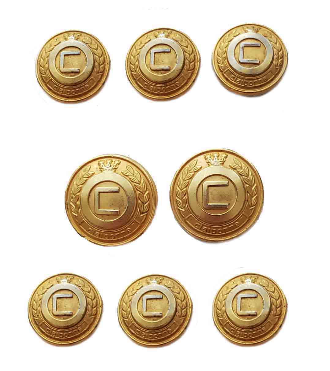 Vintage Claiborne Blazer Buttons Set Gold Brass C Monogram Shank Men's
