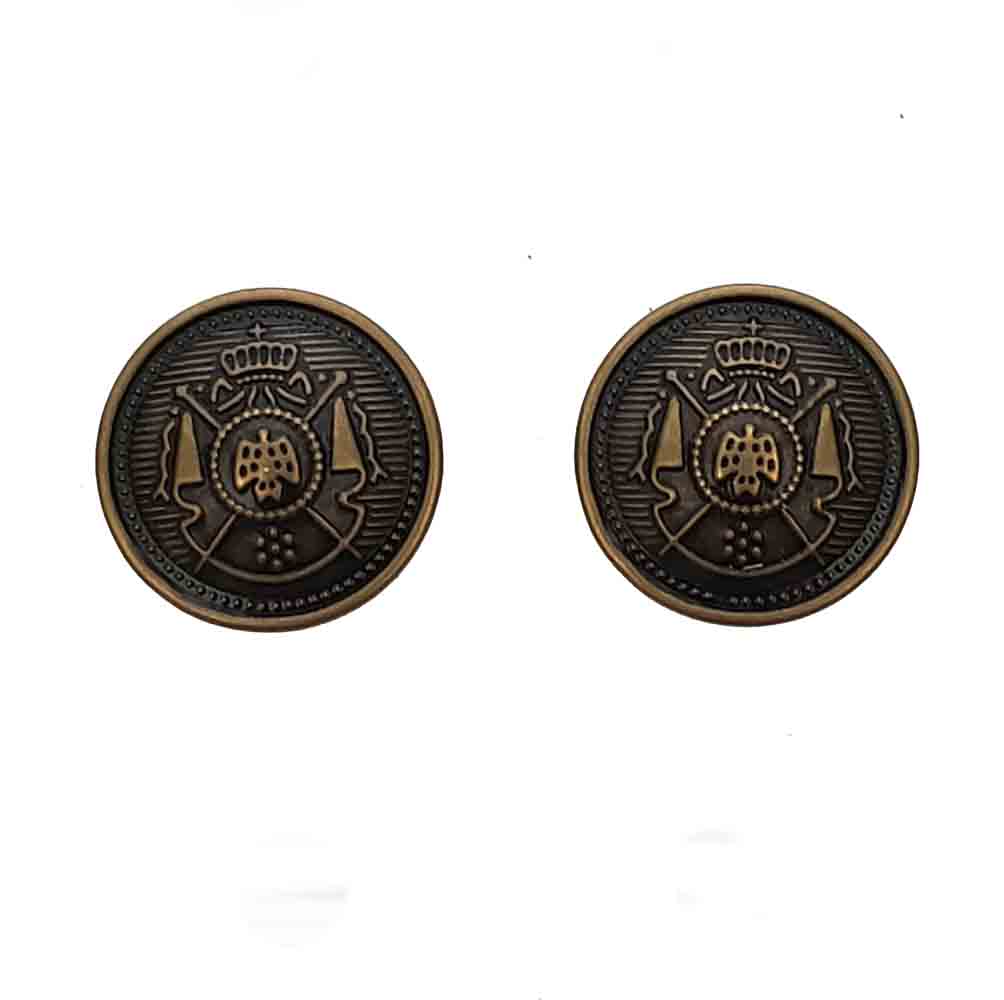 Two New Blazer Buttons Antique Gold Brass Alloy Crown Eagle Shield Men's