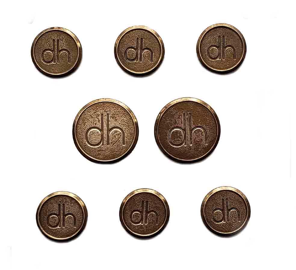 Vintage Daniel Hechter Paris Blazer Buttons Set Gold Brass DH Monogram Men's