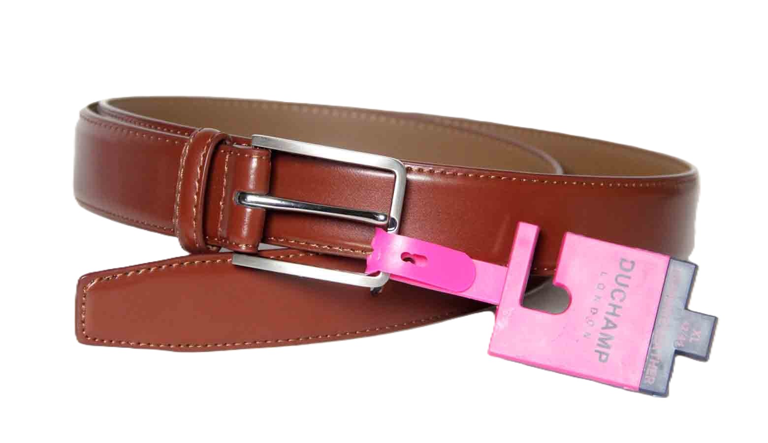 Duchamp London Cognac Brown Leather Dress Belt Handcrafted Men's Size XL 42 - 44