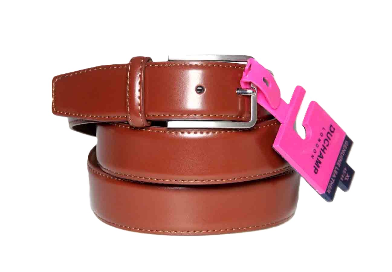 Duchamp London Cognac Brown Leather Dress Belt Handcrafted Men's Size XL 42 - 44