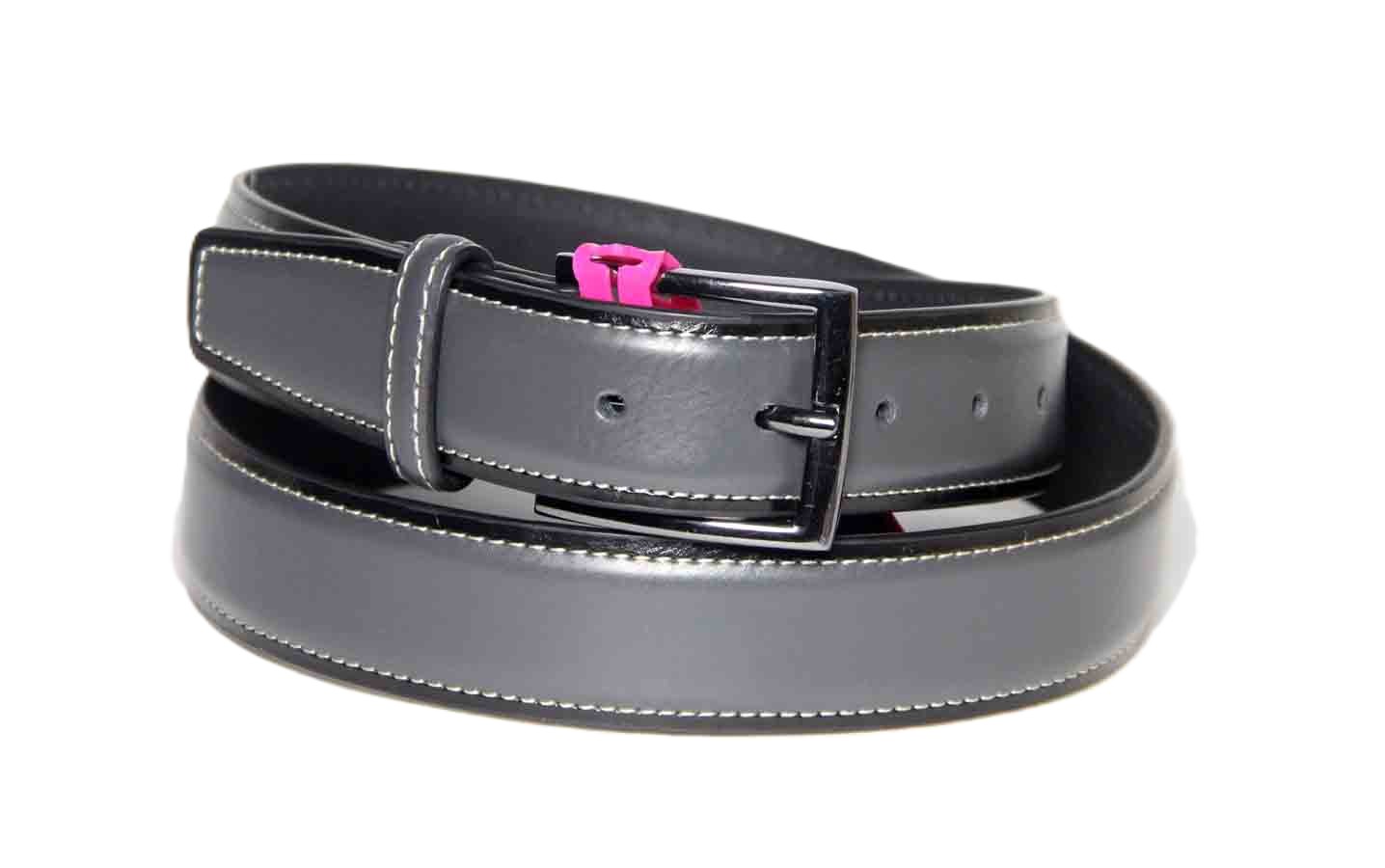 Duchamp London Gray Leather Dress Belt Handcrafted Men's Size 38