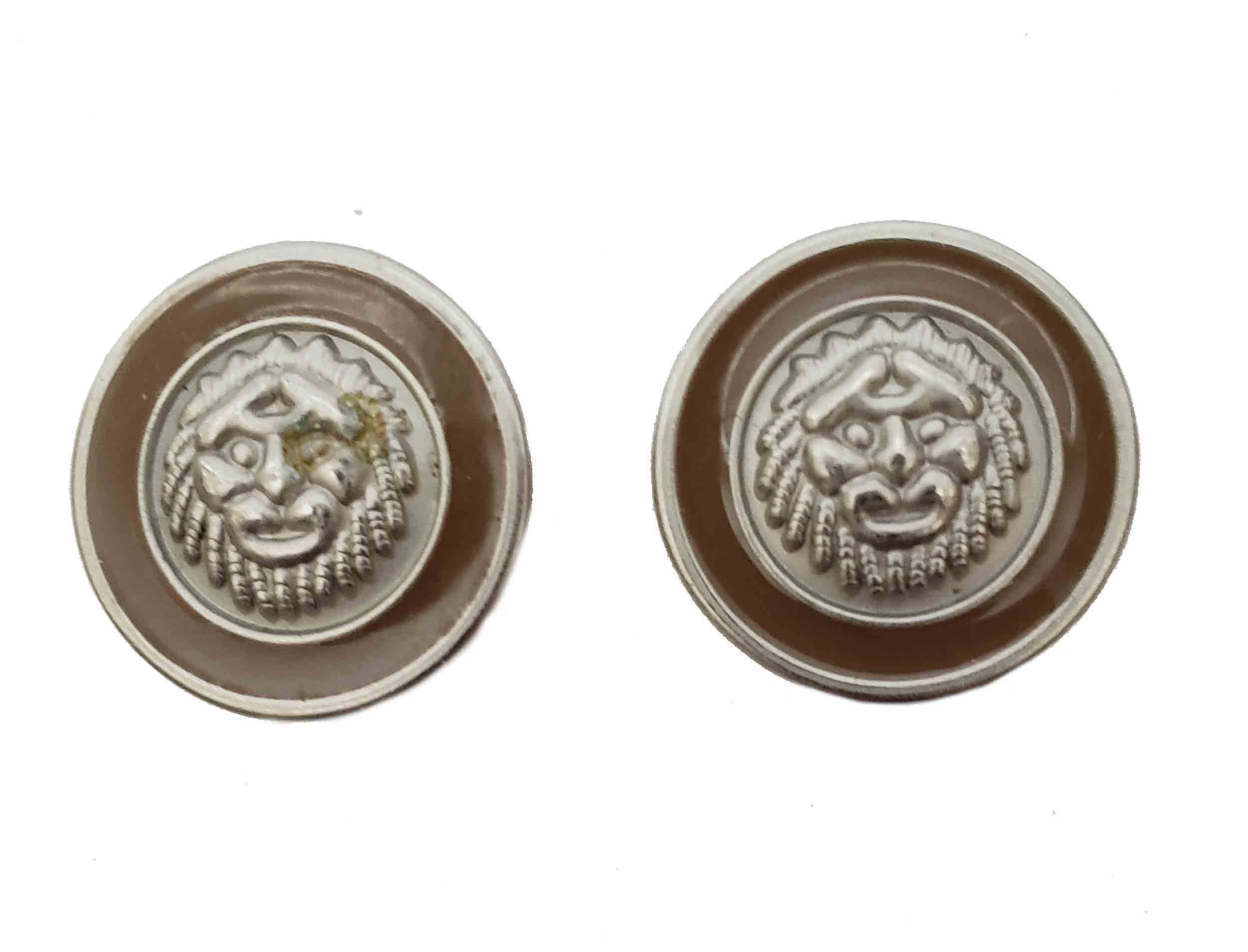 Two Vintage El Leone Blazer Buttons Set Gray Brown Lion Pattern Shank Metal Men's