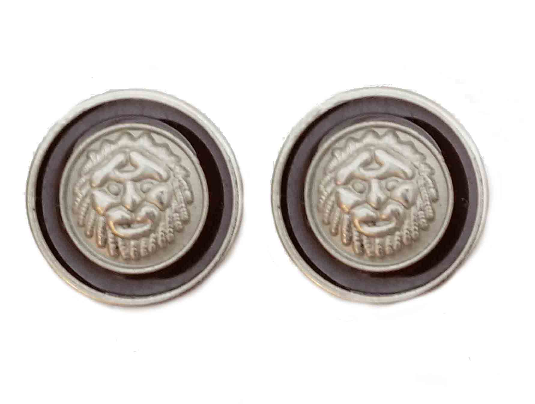 Two Vintage El Leone Blazer Buttons Dark Brown Gray Lion Pattern Shank Men's